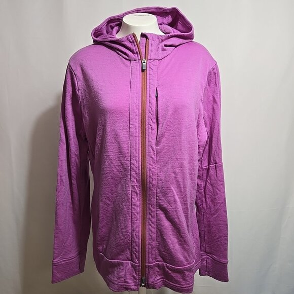 Icebreaker Hooded Sweatshirt Womens Size XL 100% Wool Lavender Full Zip Hoodie - Picture 1 of 12